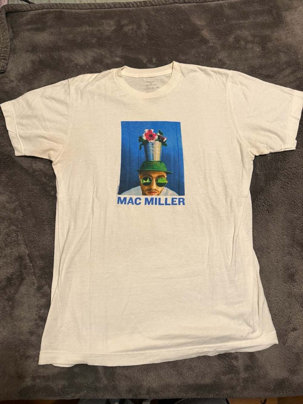 Mac Miller Flower Pothead Graphic T-Shirt White Size Medium